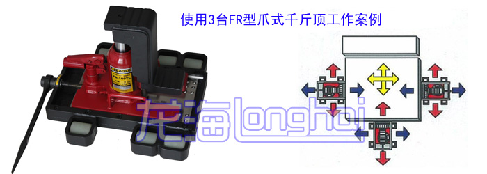 鹰牌FR型带滑动轮爪式千斤顶使用示意图 鹰牌FR型带滑动轮爪式千斤顶使用示意图